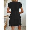 Women's Short Sleeve Crew Neck Ruffle Tiered Layered Flowys Swing Long Midi Dress Summer Dresses Casual Loose Dresses