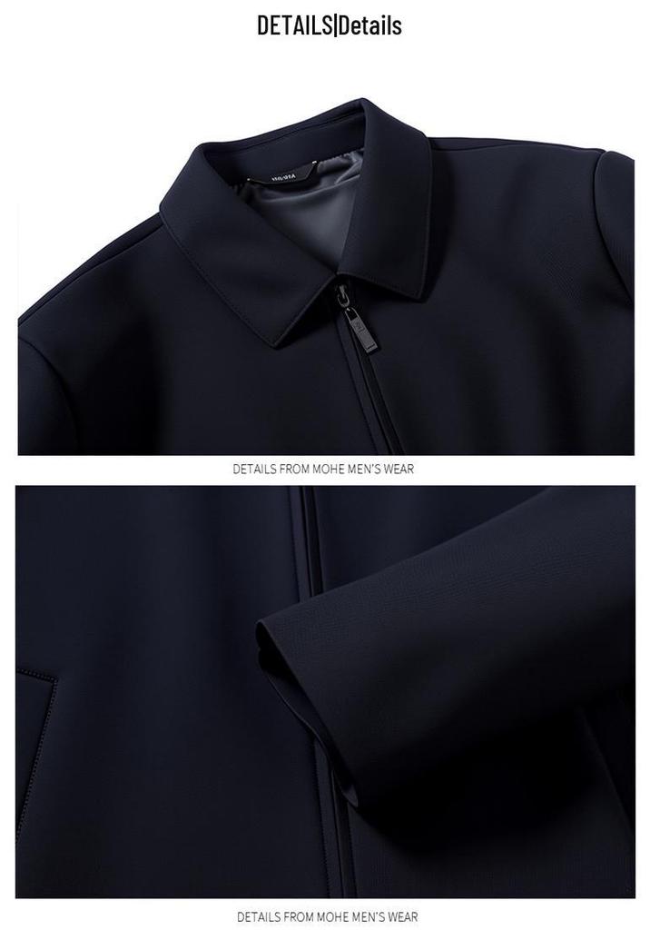 Premium Plus Size Men's Business Casual Jacket for Spring and Autumn - Solid Color Lapel Design