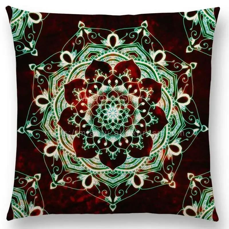 New Dreamy Emerald Spirit Flower Pillow Case Soul Mandala Elegant Flourish Floral Pattern Design Prints Retro Cushion Cover