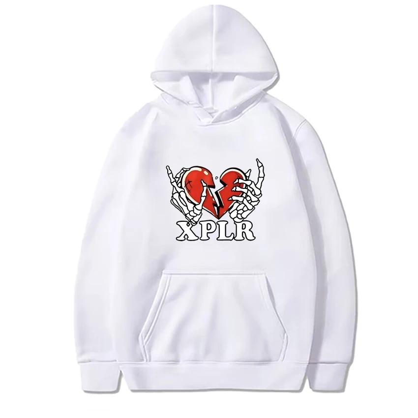 XPLR Heartbreak Printed Hoodie - Autumn/Winter Retro Street Style - Long Sleeve Fleece Pullover Shirt