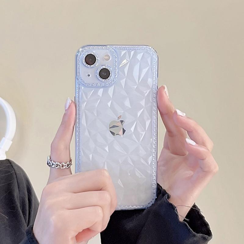 Crystal Clear Slim Diamond Pattern Phone Case For Iphone 14 Pro 13 12 11 Pro Max X Xr Xs Max Soft Transparent Shockproof Cover