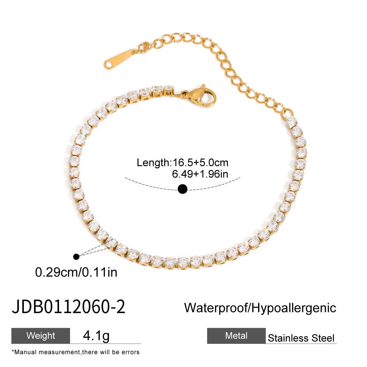 Youthway Edelstahl-Kettenarmband mit herzförmigem Zirkonia und goldfarbener Beschichtung für Damen, lässiger Alltags-Schmuck, Geschenk white