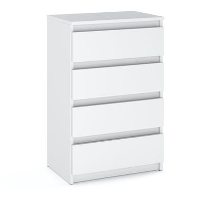 Cómoda blanca con 4 cajones, mueble para TV de 60 cm, ideal para salón, dormitorio o loft.