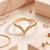 1 Pc Copper Inlaid Zircon V-shaped Ring Women's Simple Fashion Versatile Accessories Ring Daily Wear