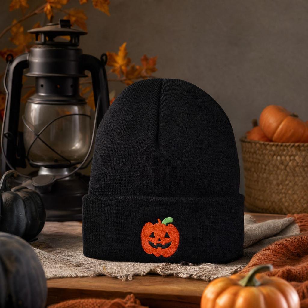Halloween Pumpkin Pattern Knit - Warm Winter Cycling Hat for Cold Outdoor Sports