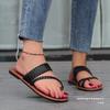 European and American Foreign Trade Large Size Flat Bottom Set of Toe Slippers Women's Simple Woven Belt Light Beach Cool Slippers