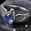 2026 New Eagle Wings Blue Diamond Ring, European Beautiful Woman Creative Eagle Ring