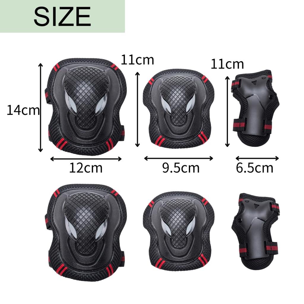 Asdays Protector for Protective Protective Pads for Set Size Kids, Gear, Bicycles, Wrists, Elbows, Knees, 6-Piece (Blue, S)