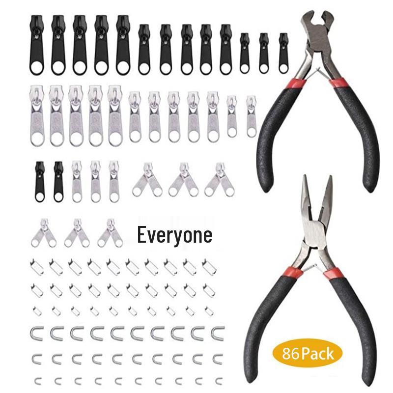 85-Piece Zipper Puller Set: Nylon Long Board Head for Clothing, Luggage, Replacement & Repair.