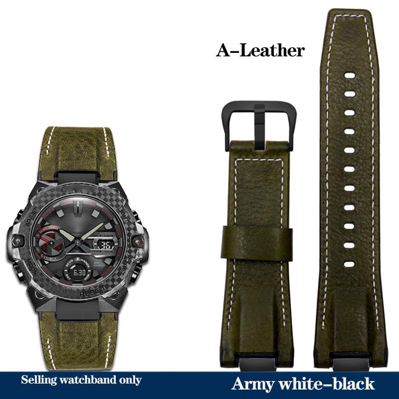 Nowy Pasek do Zegarka ze Skóry Naturalnej Casio Stalowe Serce Zegarek Seria GST-B400 GST-B400BD Zmieniony Pasek Nylonowa Bransoleta Sportowa Męski