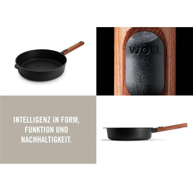 Сковорода Woll Eco Logic QXR с высокими бортами, индукционная, 28 см, со съемной деревянной ручкой (1728WLCI-Q)