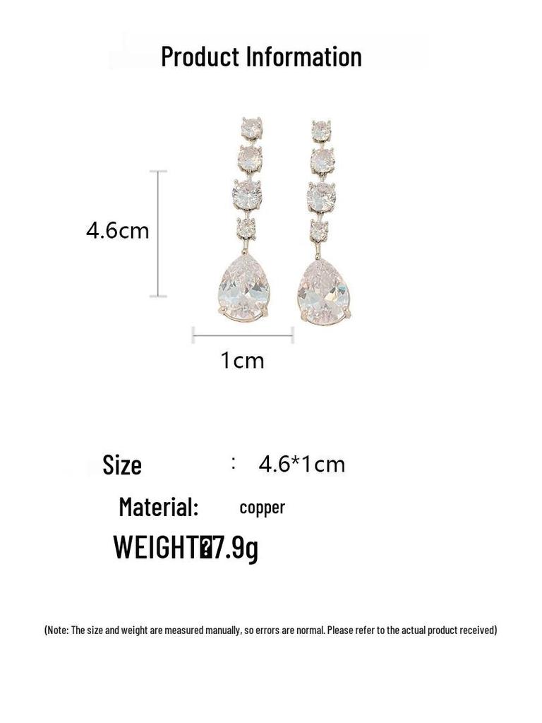 French Luxury Zircon Dangle Earrings - High-End, Sparkly, Geometric Tassel Design