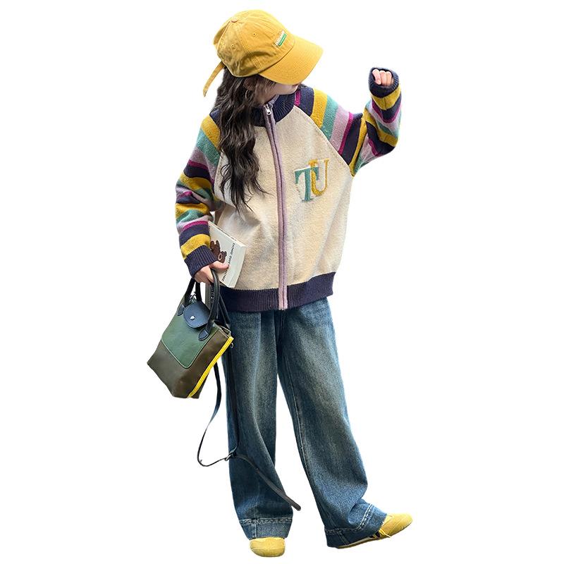 

Кардиган для девочек с кроликом - Модный трикотаж для детей, Осень/Зима 2025 130cm