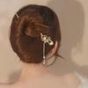 Hanfu Hair Stick Chinese Style Floral Women Hairpins Beads Tassel Decor Hair Fork Medium To Thick Hair Bun Accessories