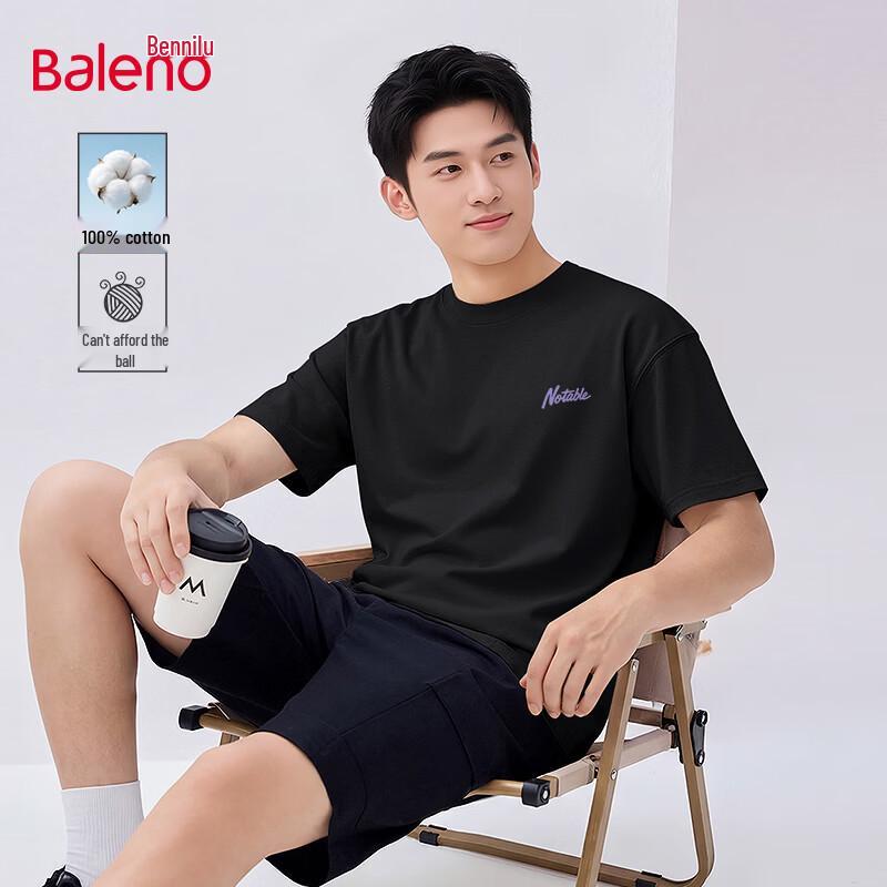 

Baleno Men s Pure Cotton Casual Short Sleeve T-Shirt M
