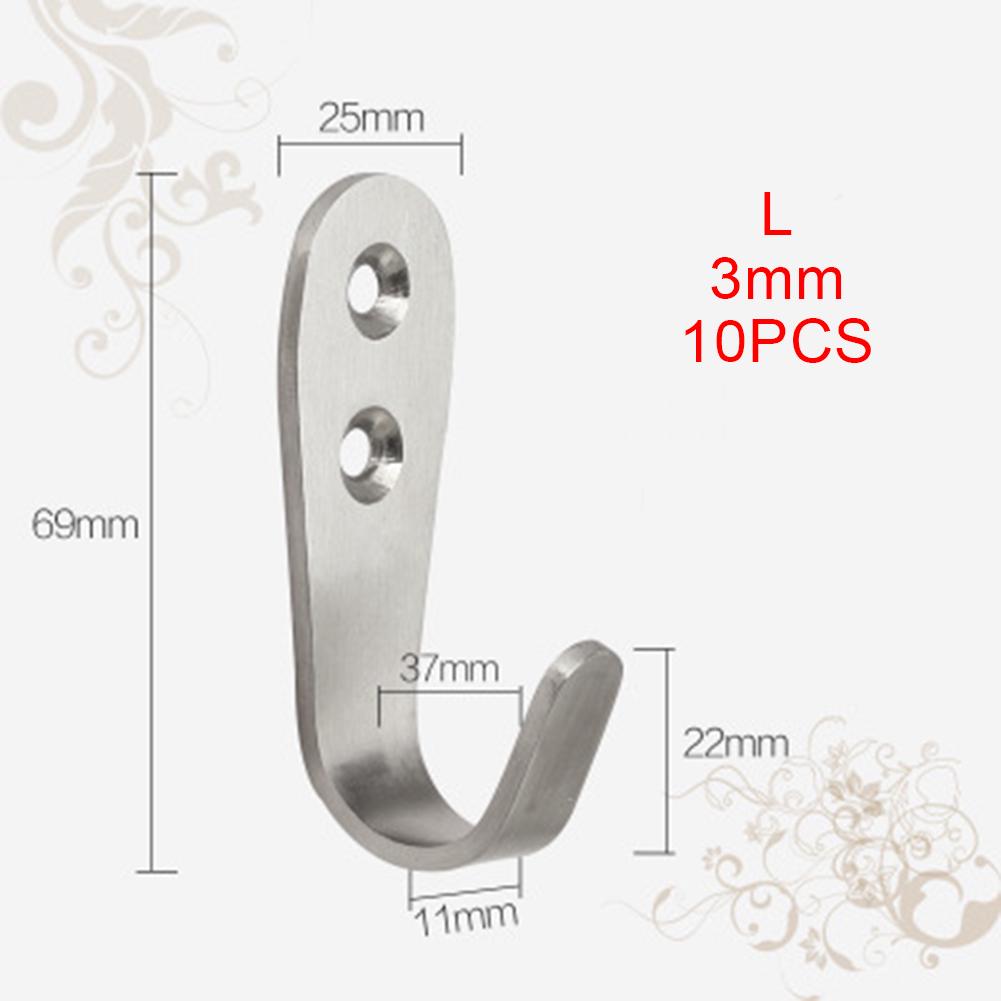 Hook 10XSolid Stainless Steel Wall Mount Single Hook Heavy Duty Rustproof Coat Hanger Crochet Household Hook Cozinha