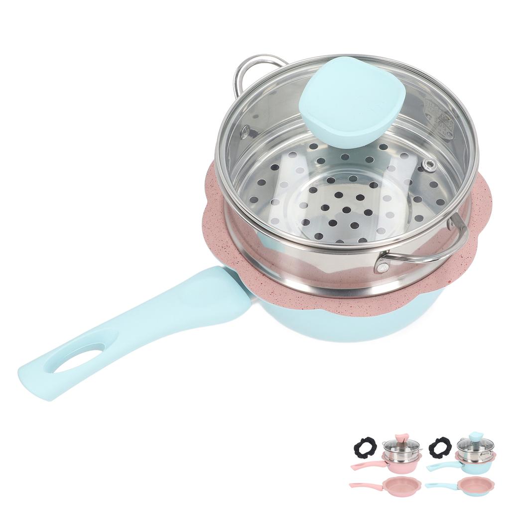 Casserole Polyvalente Avec Couvercle Transparent Panier Vapeur Poignées Résistantes à la Chaleur Revêtement Antiadhésif Casserole Pour Cuisson Sauce Casserole à Lait Pour Aliments Sains