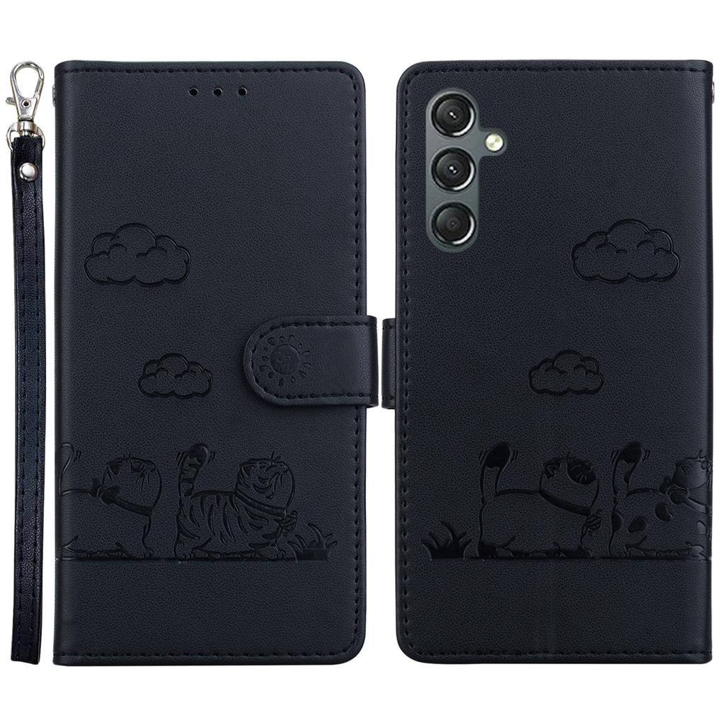 For Samsung Galaxy A16 5G/A16 4G Case RFID Blocking Kitten Pattern TPU+PU Leather Phone Cover