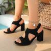 22 Summer New Medium Heel Thick Heel Fish Mouth Sandals European and American Large Size with Skirt
