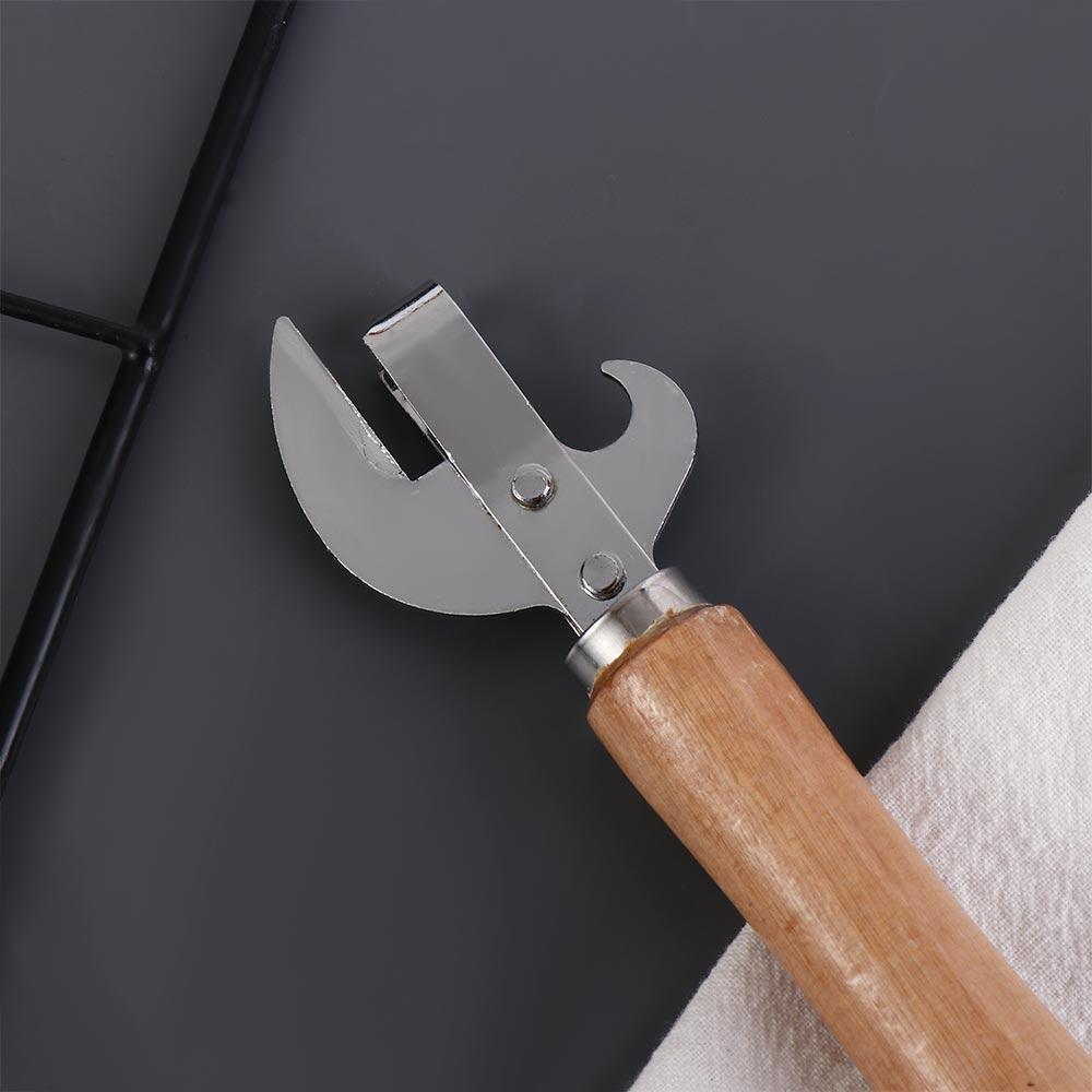 2 In 1 Wooden Handle Can Opener Manual Lid Remover Kitchen Gadgets Bottle Opener  Wine Bottle