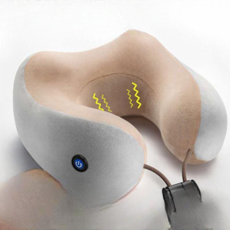 Almofada de massagem cervical em forma de U, vibração elétrica multifuncional recarregável para ombros e pescoço, dispositivo de proteção de pescoço com compressa quente, massageador