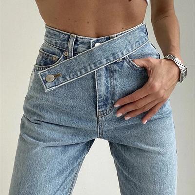 Jean droit décontracté taille haute pour femme, pantalon automne-hiver, Harajuku, petit ami, bas ample