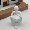 3D Printed Thinker Style Abstract Sculpture, Meditator Statue Collectible Figurines, Home Office Bookshelf Desktop Decor