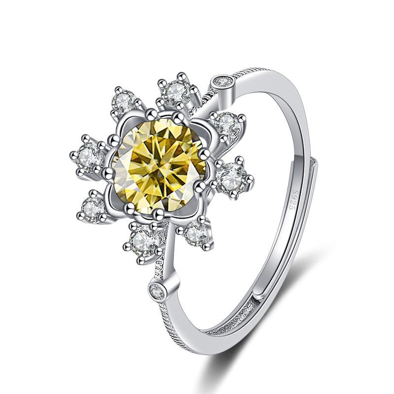 Bague Ringen 1 Carat Eight Heart Eight Arrow Moissanite Diamond Jewelry Sterling Silver S925 Snowflake Ring Adjustable Size Rings