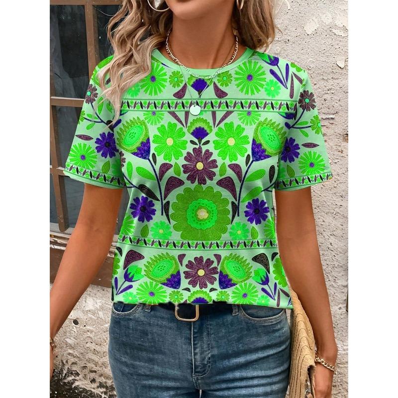 Women's T Shirt Floral Graphic Plants Vintage Stylish Classic Short Sleeve Crew Neck Regular Tops Daily