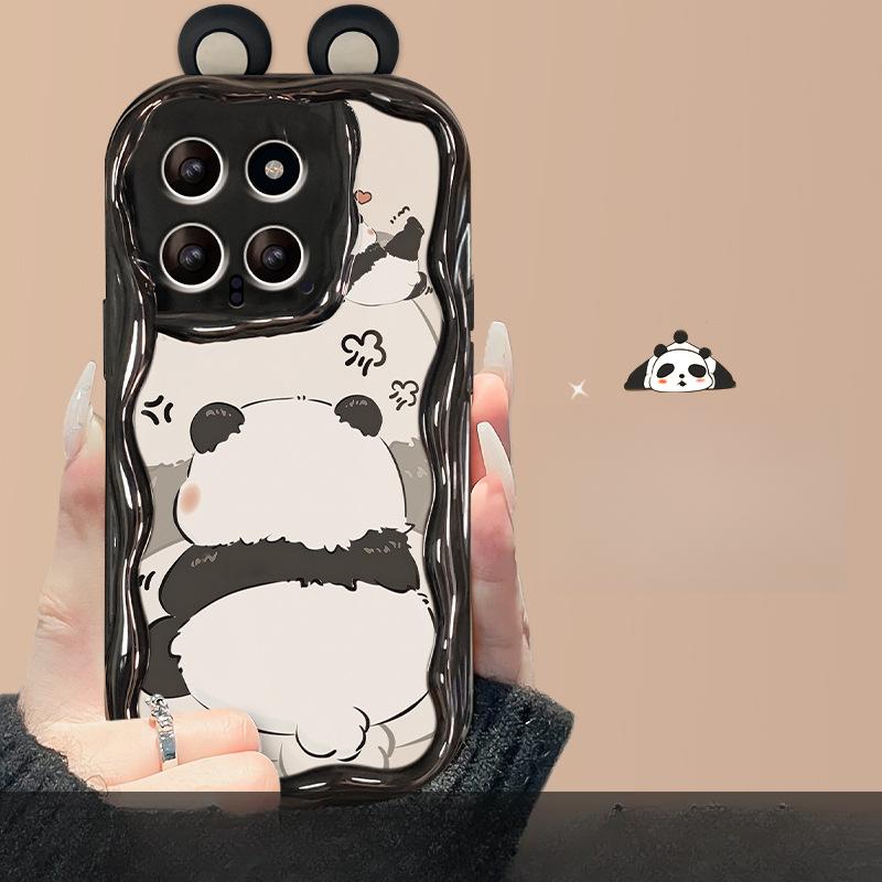 Angry Panda Lanyard Suitable for Xiaomi 14/13pro Mobile Phone Case Vivos18 Silicone Redmi K70 Anti-fall X100