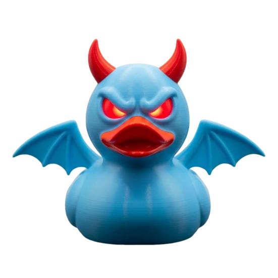 Demon Duck Figurine 3D Printed Devil Duck with Red Horns Bat Wings Halloween Gothic Collectible Statue Desktop Home Decor for Teens Adults