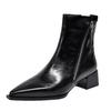 Women's Fleece-Lined Pointed Toe Ankle Boots - 2025 Autumn/Winter Collection, Chunky Medium Heel, Versatile & Slimming Martin Style