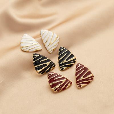 Fashionable Metal Geometric Enamel  Earrings Simple Mosquito Ear Clips