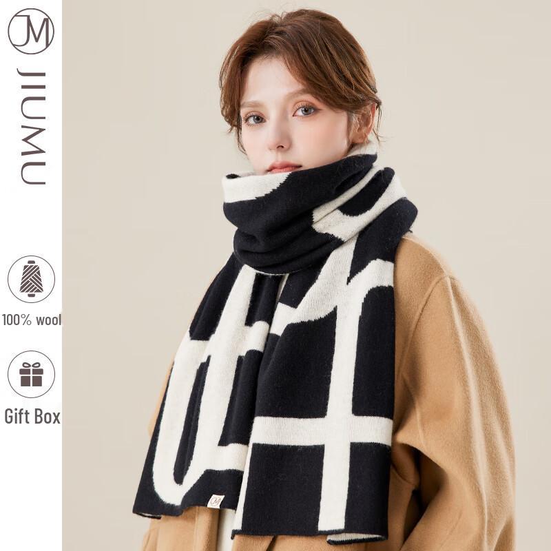JIUMU Women s Pure Wool Winter Scarf