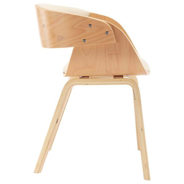 Dining Chairs - EXCLUSIVE HOUSE - Set of 6 - Cream Faux Leather - Solid Wood - Padded Seat