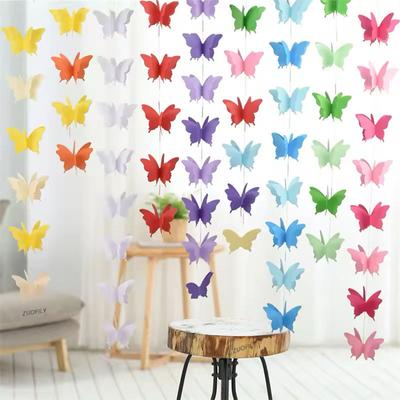 1set 2.8M Multicolour 3D Paper Butterfly Hanging Banner for Birthday Wedding B Aby Shower Party DIY Decoration Supplies