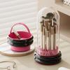 2-in-1 Makeup Brush Storage Bucket Dustproof Large Capacity Makeup Brush Cleaner Bowl Transparent with Cover