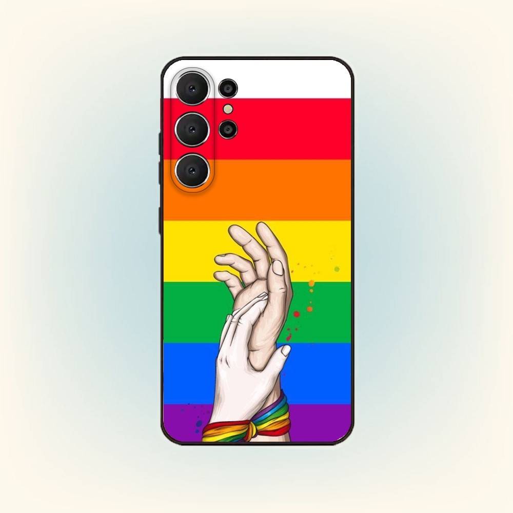 Love Is Love LGBT Rainbow Phone Case For Samsung S26,S25,24,23,22,30,21,10,9,Ultra,Plus,Lite,FE Soft Black Case