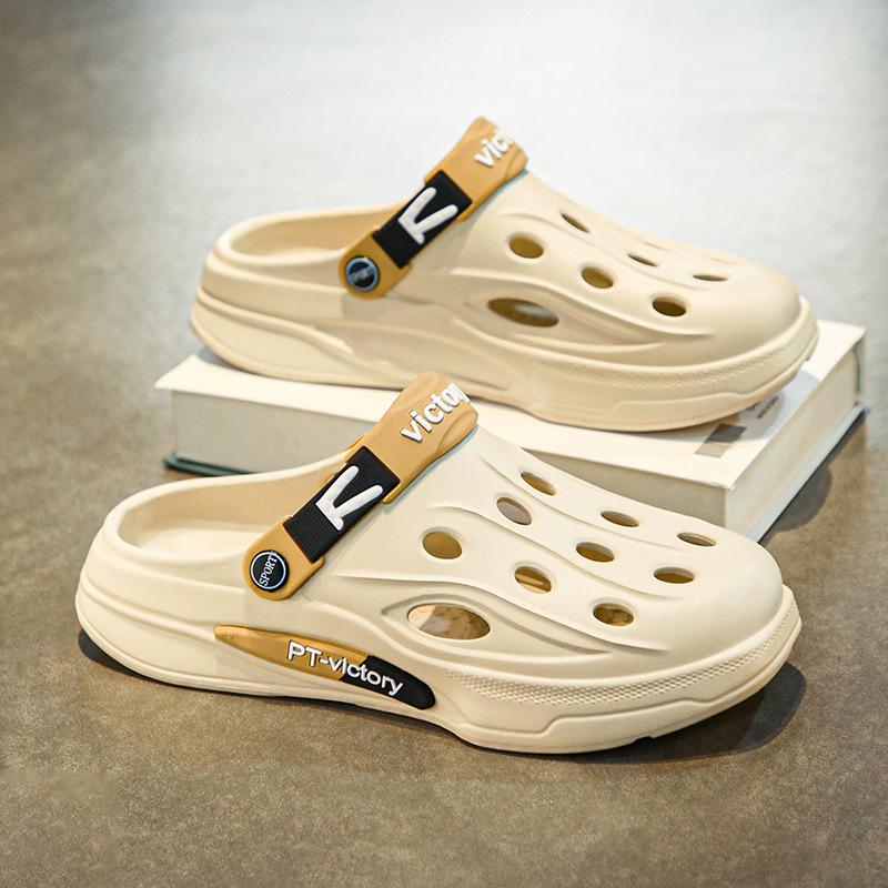 Hole shoes men's summer wear sandals wear-resistant garden shoes breathable bread head sports casual slippers men