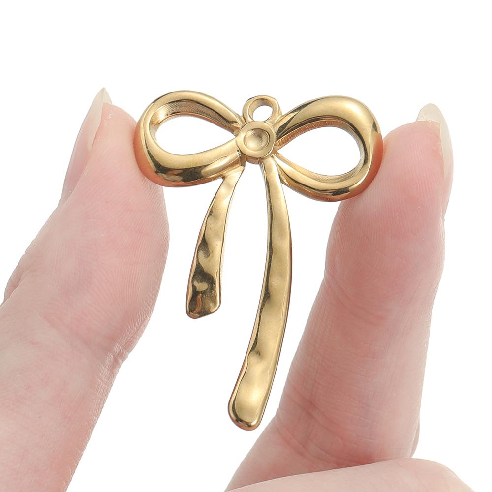 2pcs/Lot Multiple Styles Stainless Steel Bow Shape Charm Pendants for Earrings Necklace Pendant DIY Jewelry Making Accessories