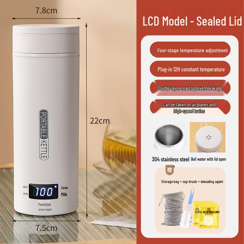 Portable Smart Electric Heating Water Cup - Stainless Steel Travel Thermos for Business and Office Use