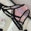Transparent French Style Briefs Bow Lace Mesh Briefs Fashion Lace Flower Panties  Lady