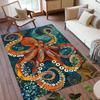 Large Crystal Velvet Area Mat Vintage Octopus Design Non Slip Fade Resistant Machine Washable Living Room Bedroom Game Room