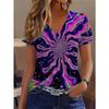 Women's V-Neck Short Sleeve T-Shirt Vibrant Abstract Flowing Print