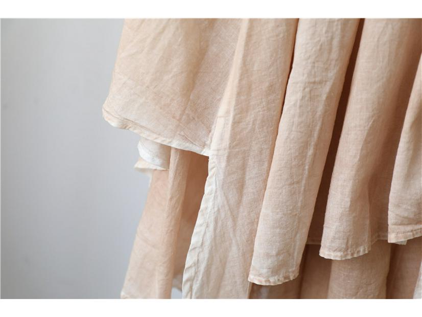 2025 Spring/Summer Artistic Fairy Hand-Painted Cotton Linen Irregular Double-Layer Skirt for Women