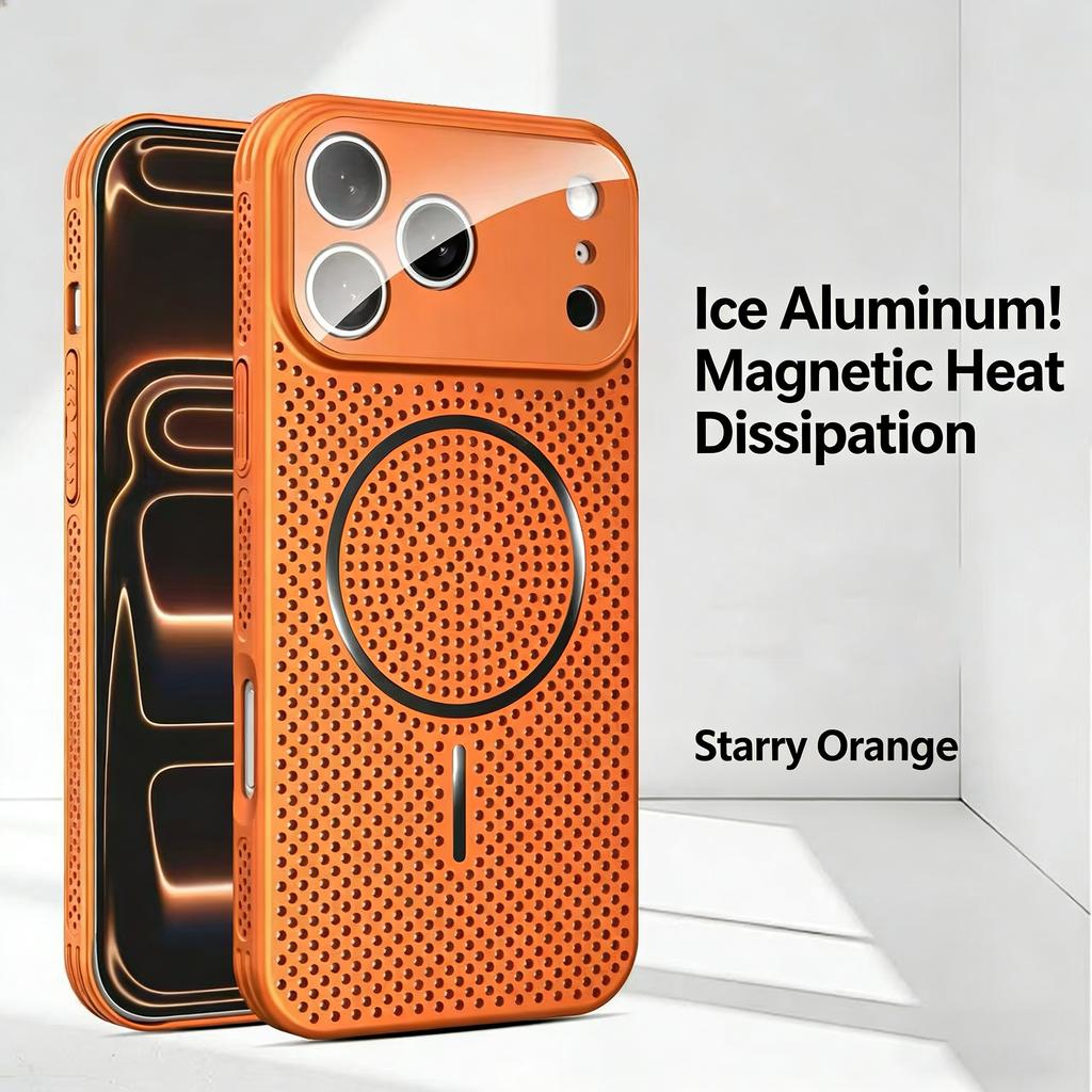 Heat Dissipation Cooling Mesh Hole For Magsafe Case for iPhone 17 16 15 14 Plus 13 12 Pro Max Hard Magnetic Len Protection Cover
