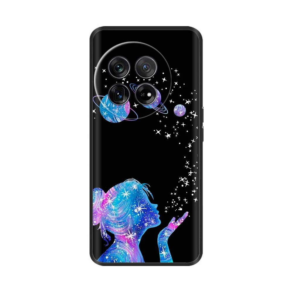 Painted Cover For OnePlus 12 Case Black Silicone Soft Luxury Phone Back Cover For One Plus 12 OnePlus12 5G Fundas Cases Hoesje