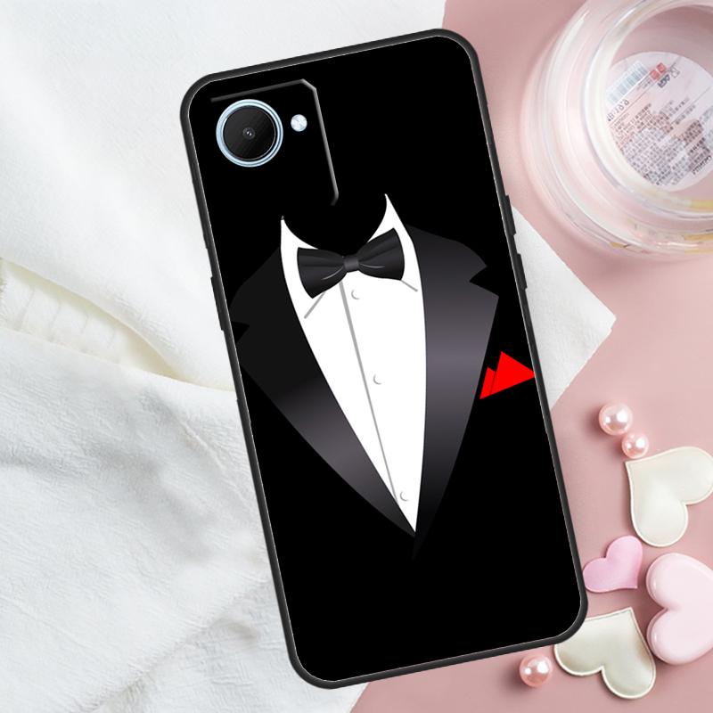 Man Suit Shirt Tie For Realme 13 12 10 11 14 Pro Plus GT 6T 6 5 GT7 Pro C55 C51 C21Y C25S C75 C61 C53 C67 Case
