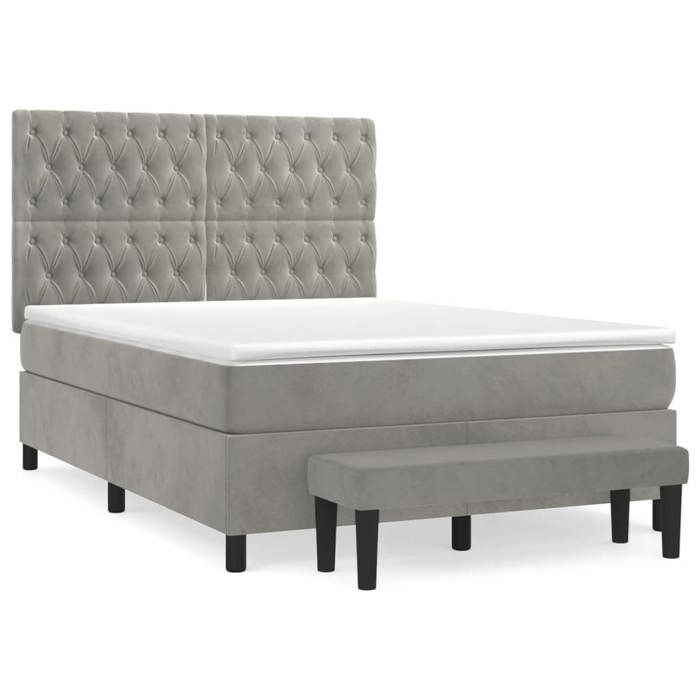 Maison Exclusive - Sommier à lattes de lit et matelas Gris clair 140x190cm Velours
