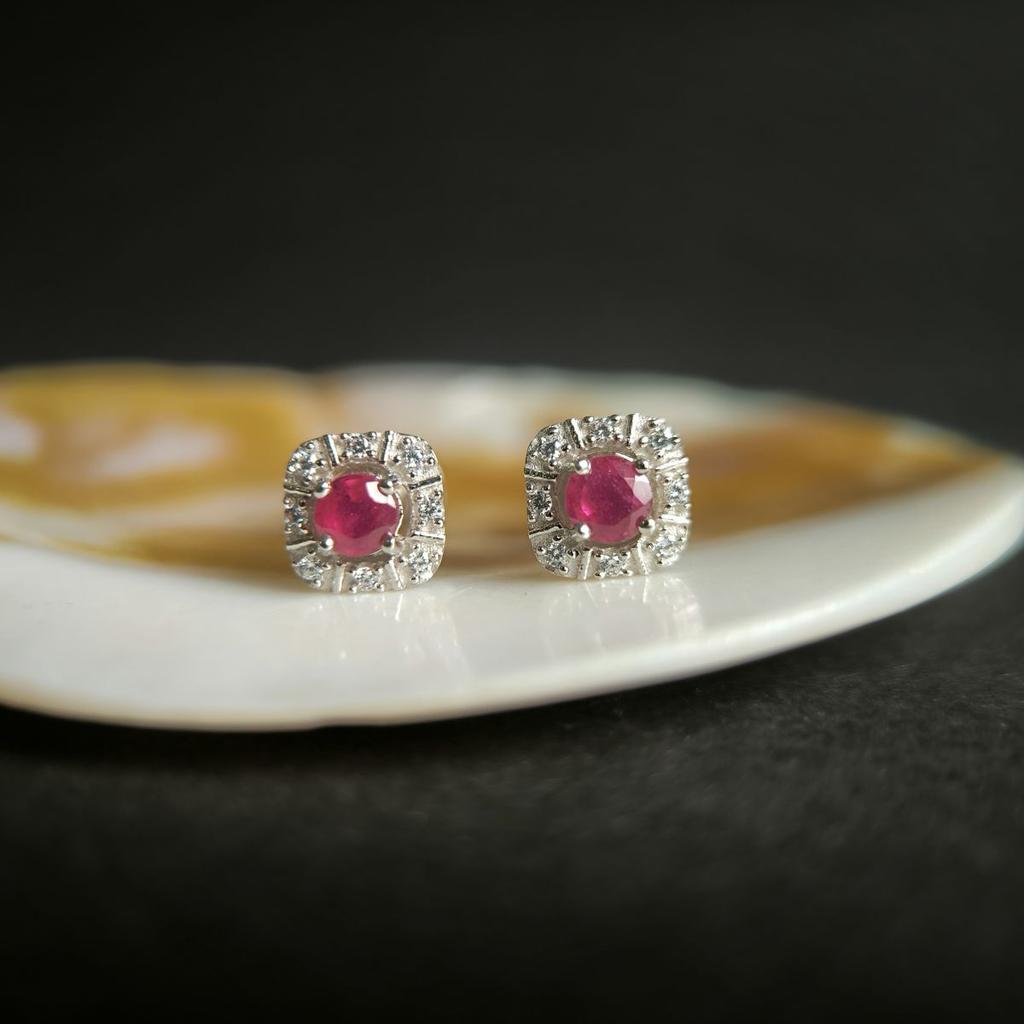 Серебряные серьги с натуральным рубином 1.045ct (2187868)
